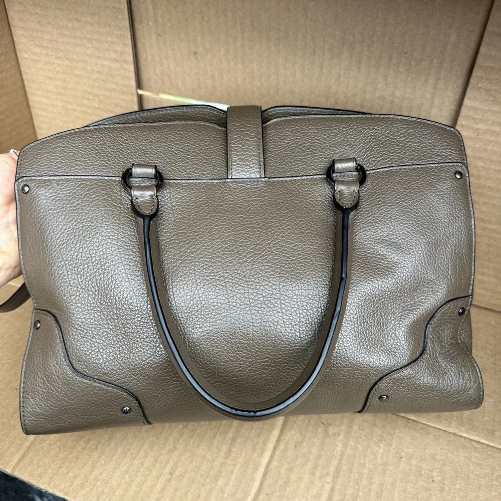 Coach Mercer Metallic Grey Triple Compartment Bag  W/Turnlock Closure 37575 - Picture 6 of 11